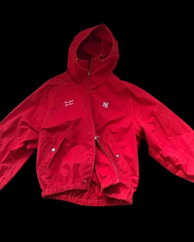 Aime Leon Dore red zip-up jacket with Yankees logo, very rare vintage style.