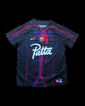 Nike black pre-match jersey for FC Barcelona, Patta collaboration logo